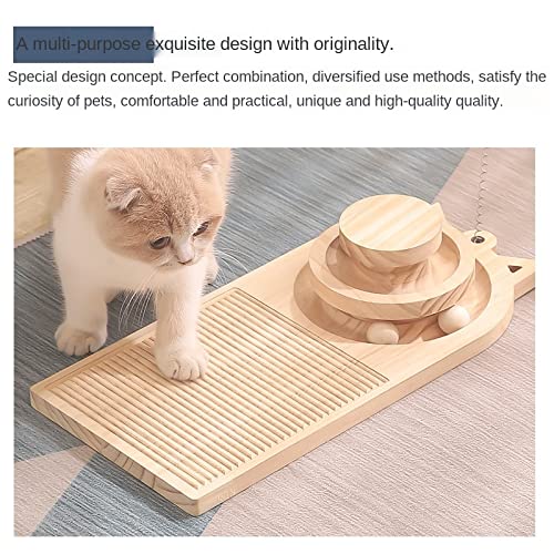 Wooden Cat Scratching Board with Rotating Balls