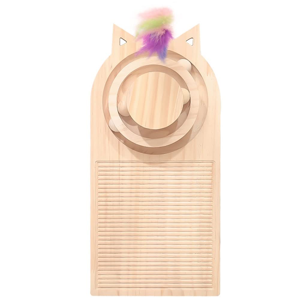 Wooden Cat Scratching Board with Rotating Balls