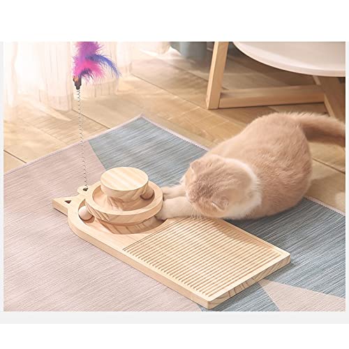 Wooden Cat Scratching Board with Rotating Balls