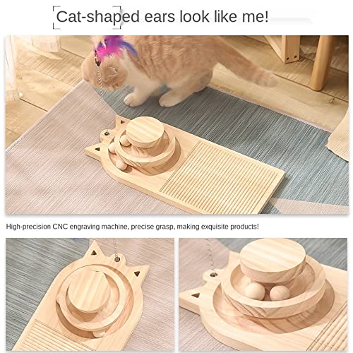 Wooden Cat Scratching Board with Rotating Balls