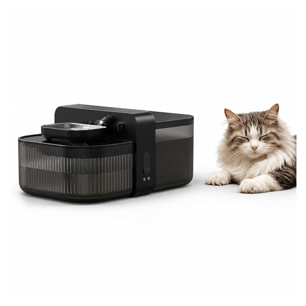 Pet Drinking Fountain, Wireless Filterless Cat Water Fountain 3.5L Black