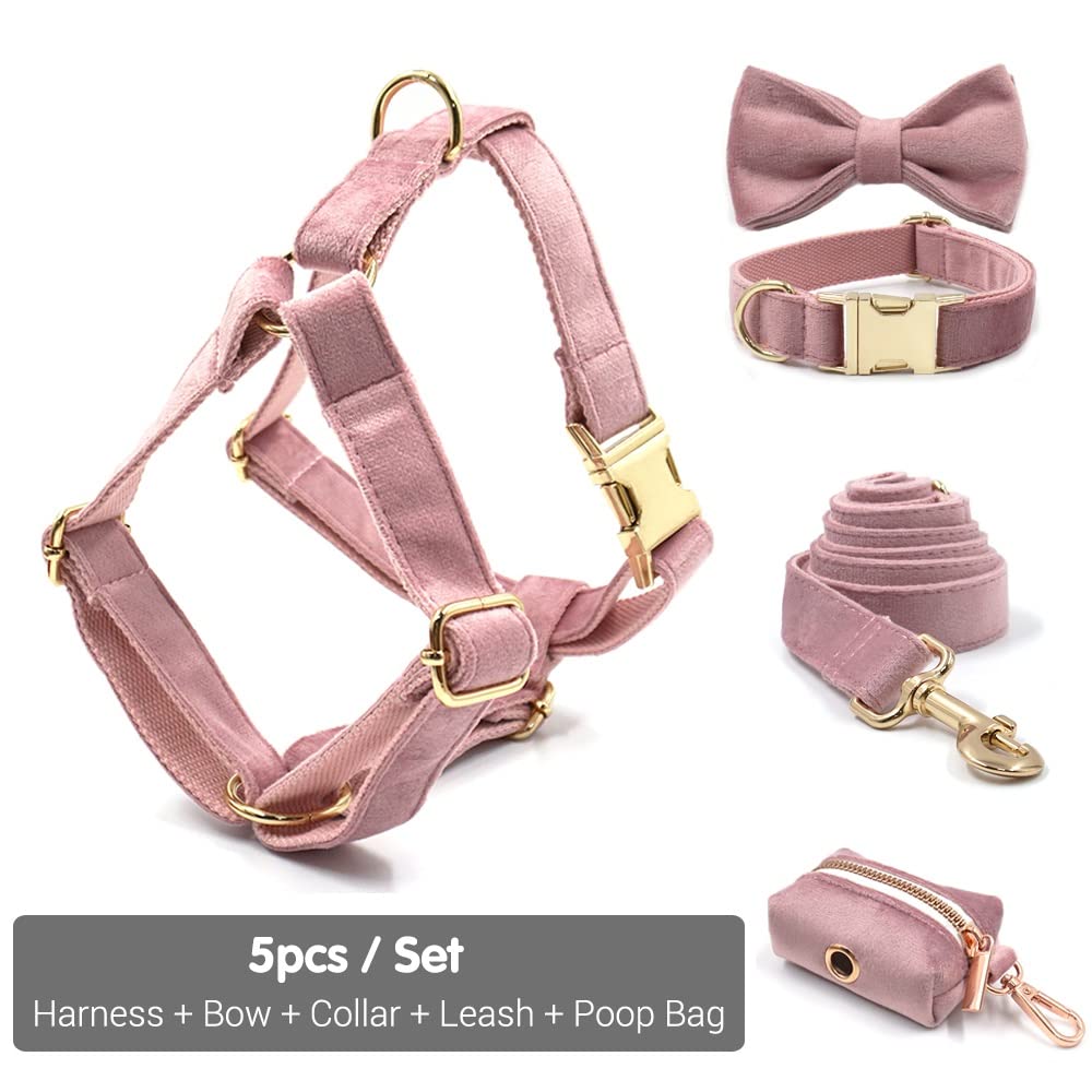 Dog Harness Set with Bowtie and Leash