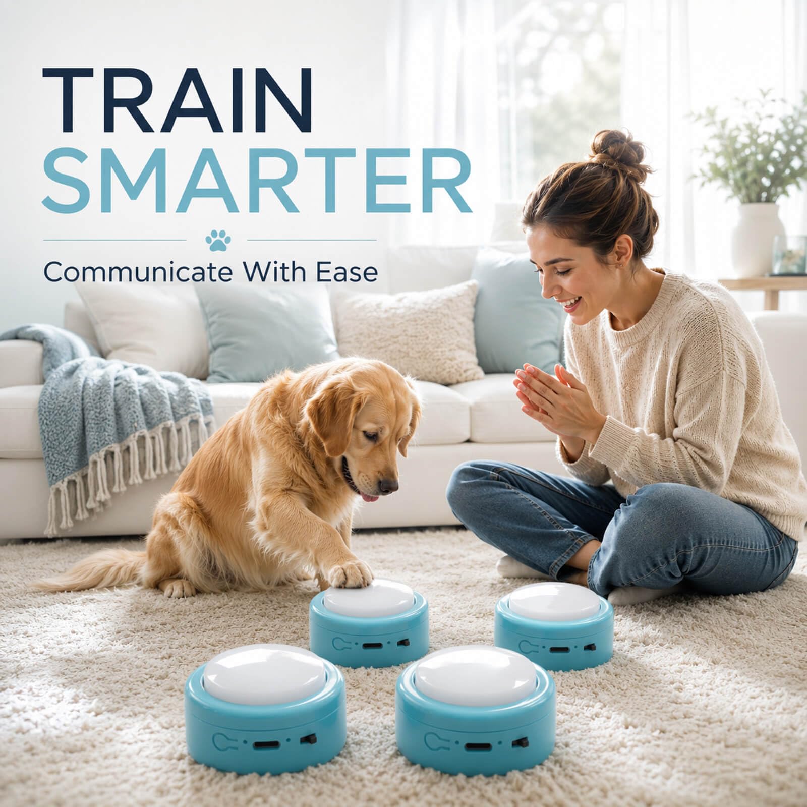 Rechargeable Pet Communication Buttons with Voice Recording