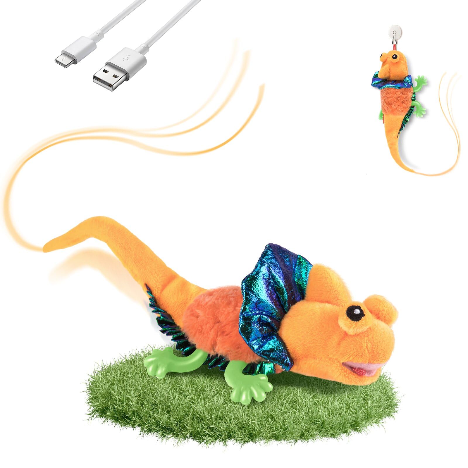 Interactive Plush Lizard Cat Toy with Catnip