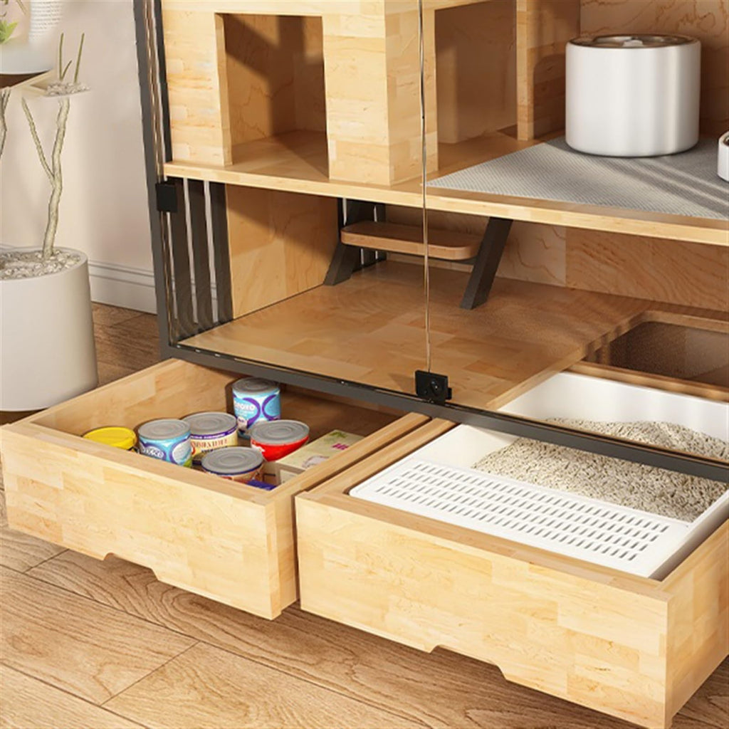 Wooden Multi-Level Cat House