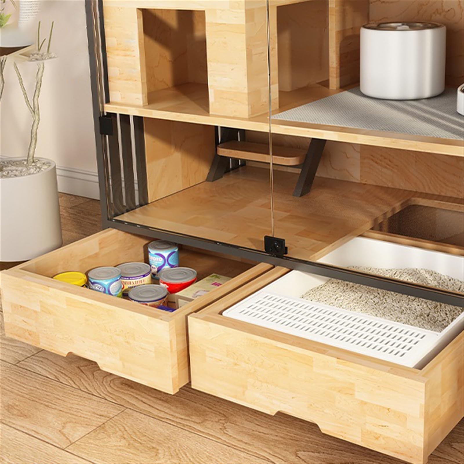 Wooden Multi-Level Cat House