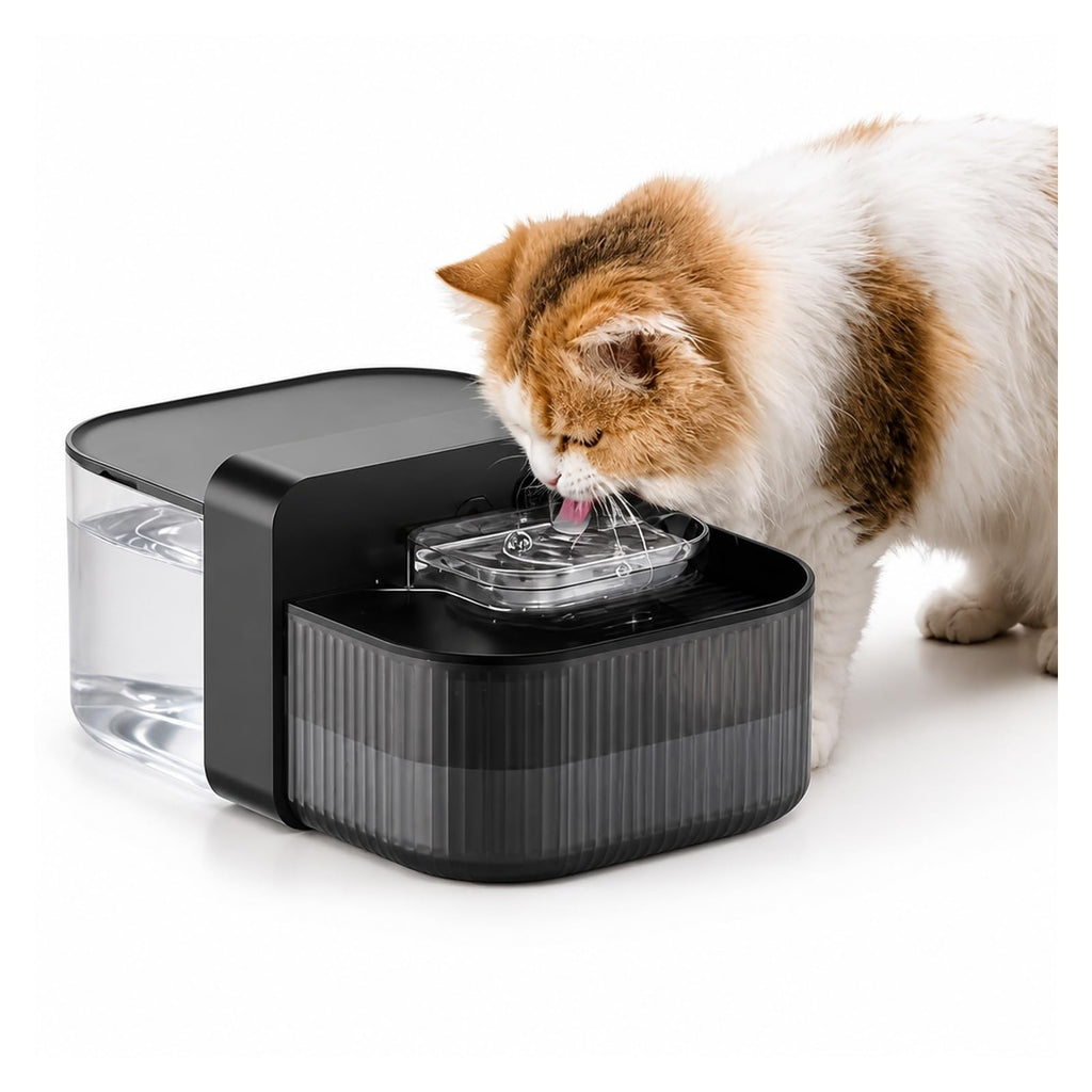 Pet Drinking Fountain, Wireless Filterless Cat Water Fountain 3.5L Black