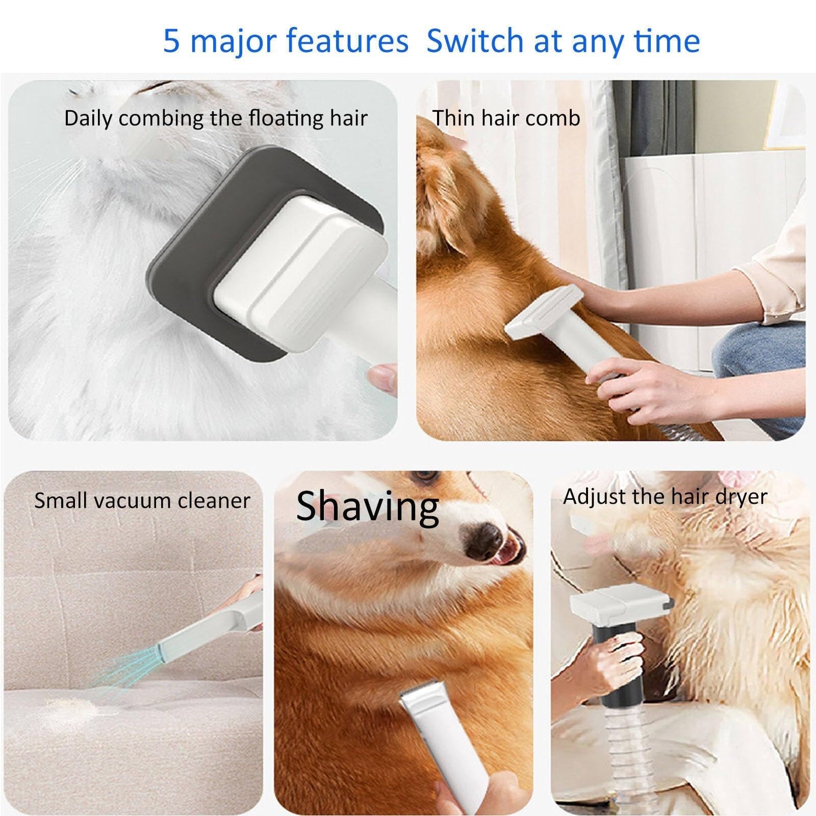 Pet Grooming Vacuum Kit with Paw Clipper