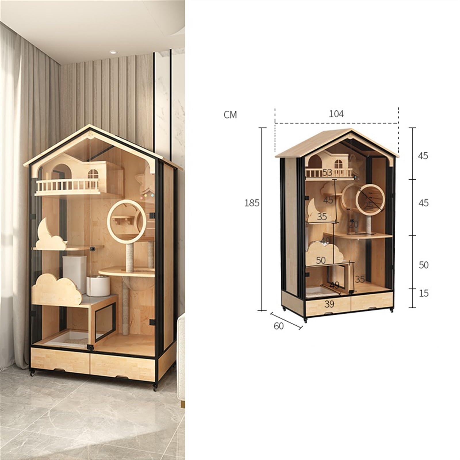 Wooden Multi-Level Cat House