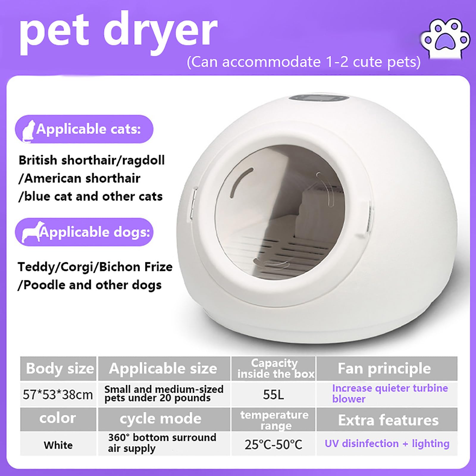 55L Automatic Pet Dryer Box