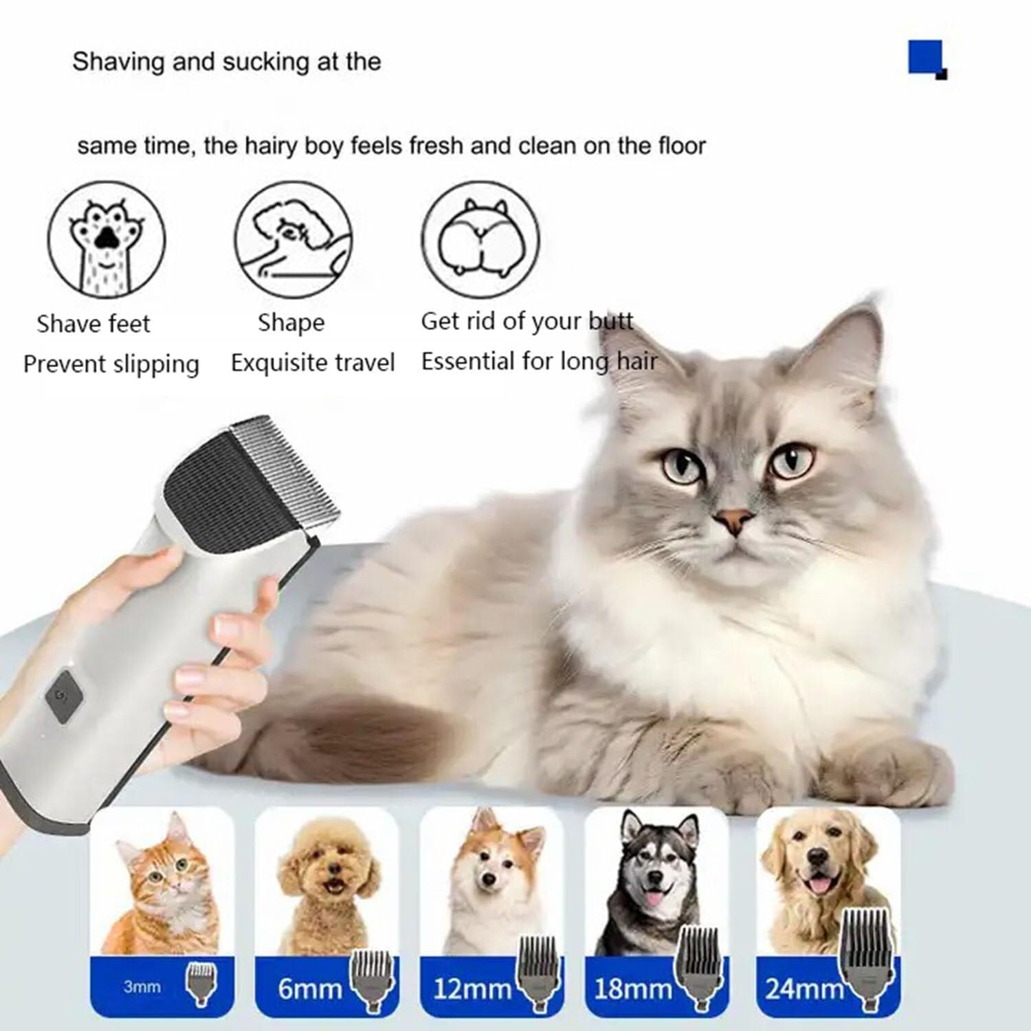 Pet Grooming Vacuum Kit with Paw Clipper