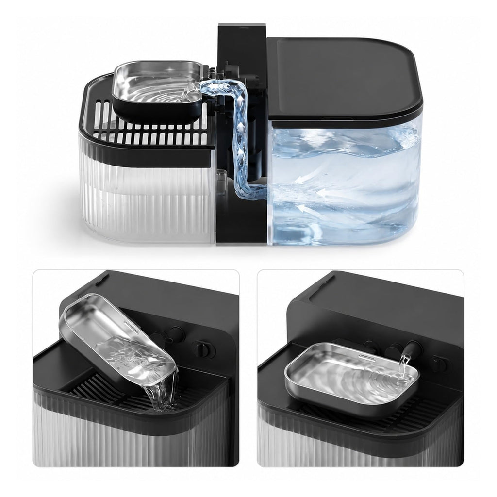 Pet Drinking Fountain, Wireless Filterless Cat Water Fountain 3.5L Black