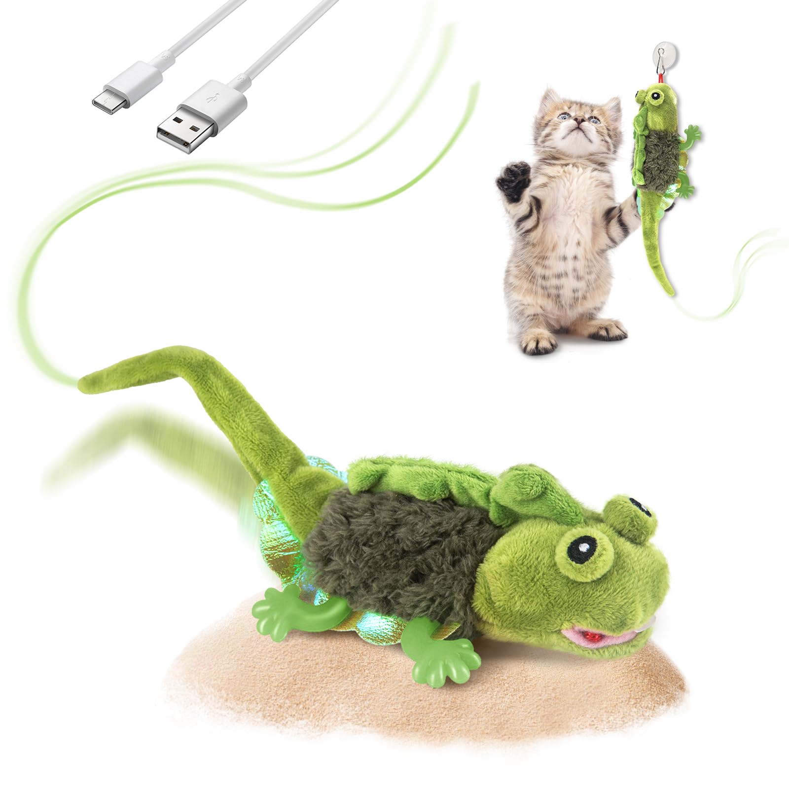 Interactive Plush Lizard Cat Toy with Catnip