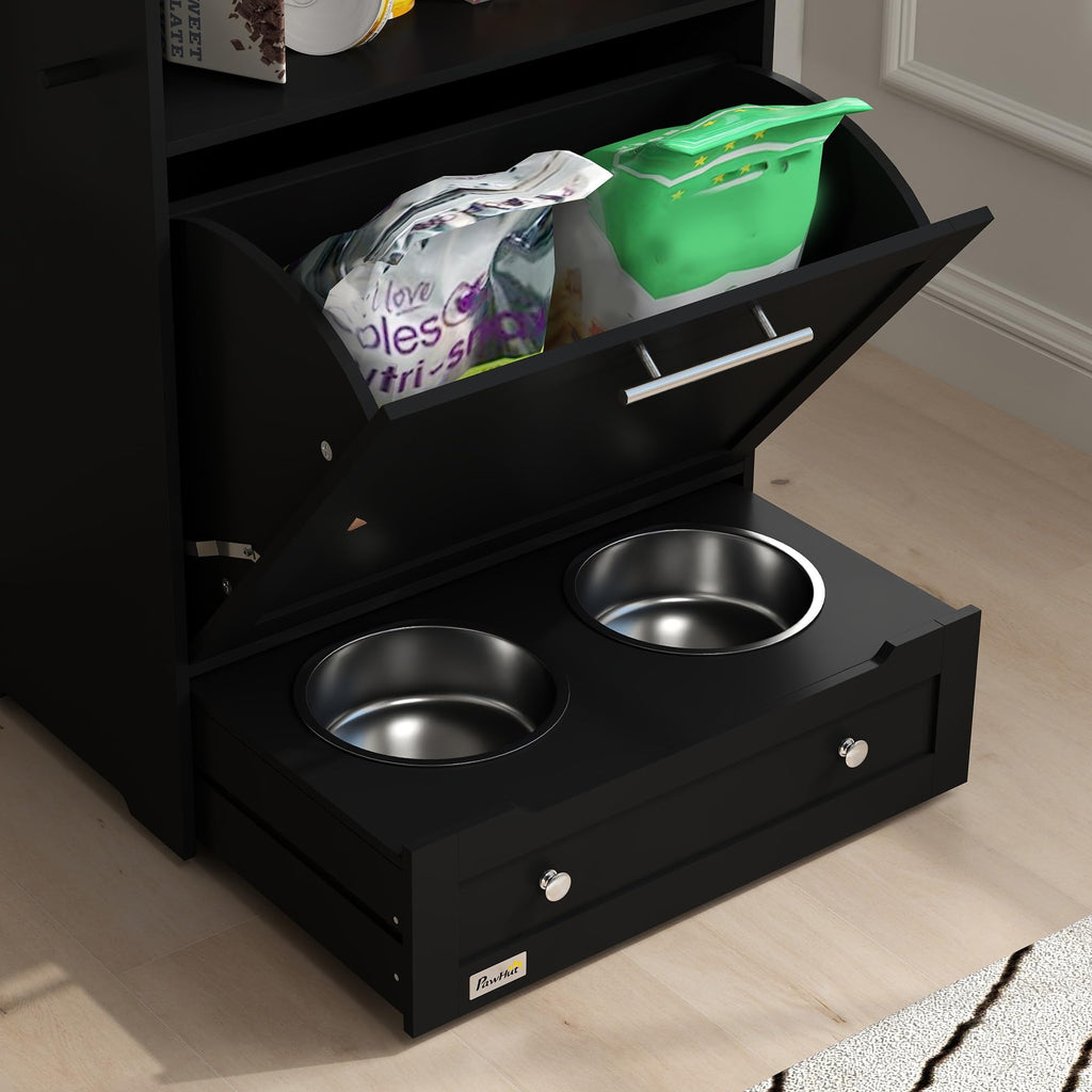 PawHut Dog Feeding Station with Raised Bowls, Pet Feeder Station, White
