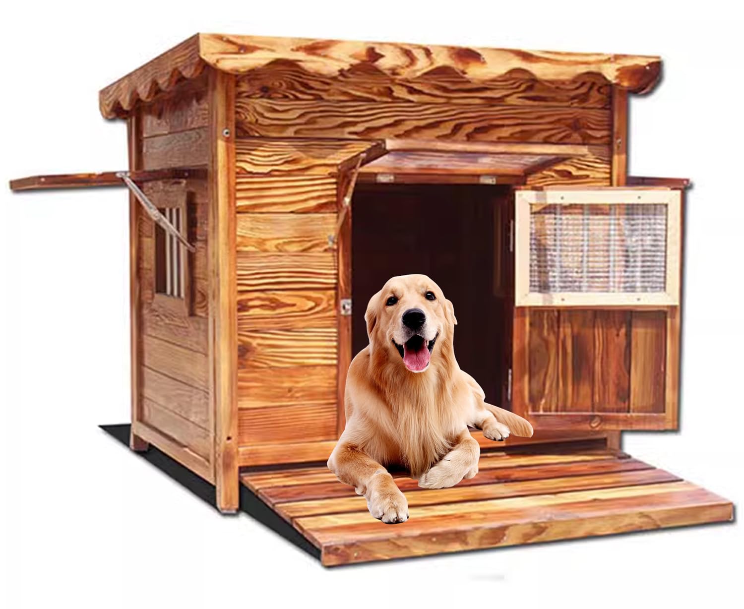 Wooden Dog Kennel with Roof