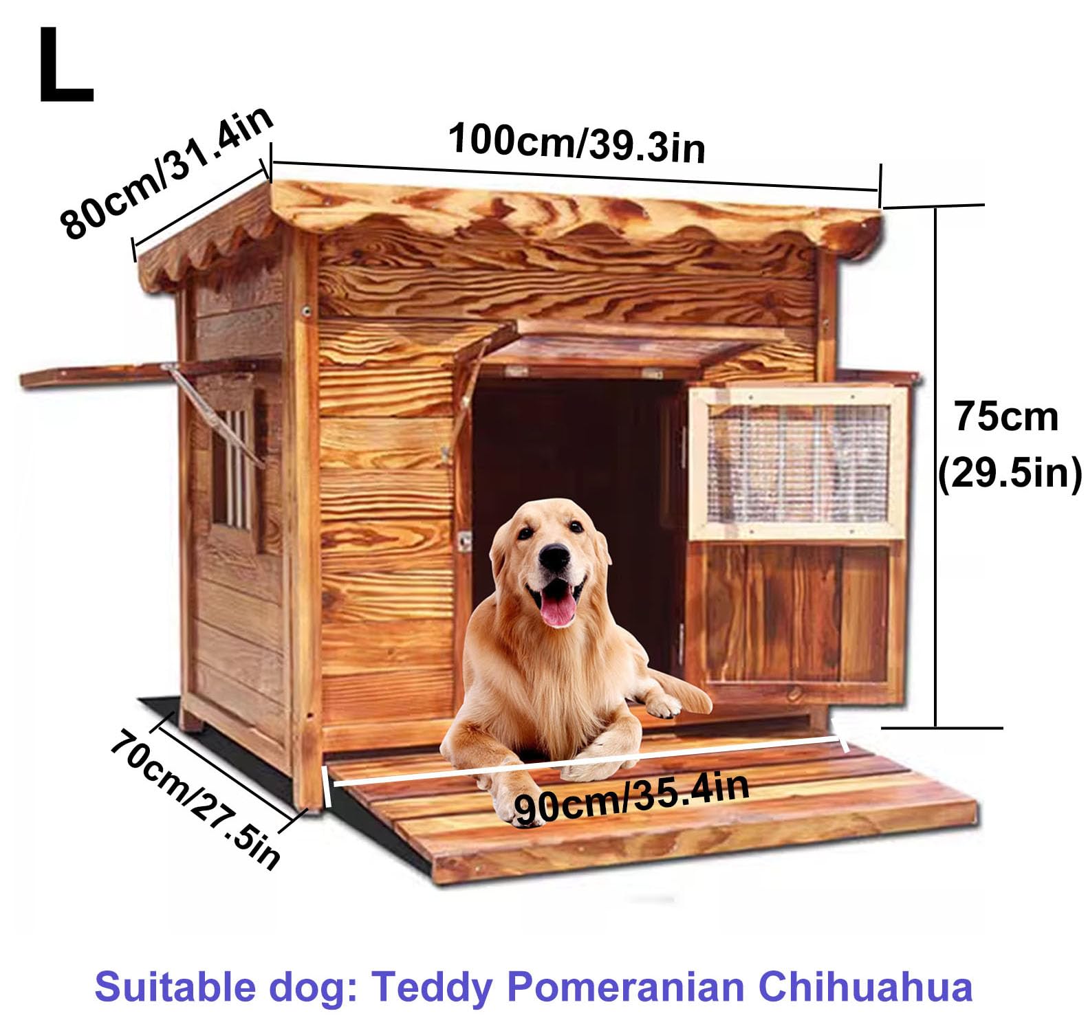 Wooden Dog Kennel with Roof