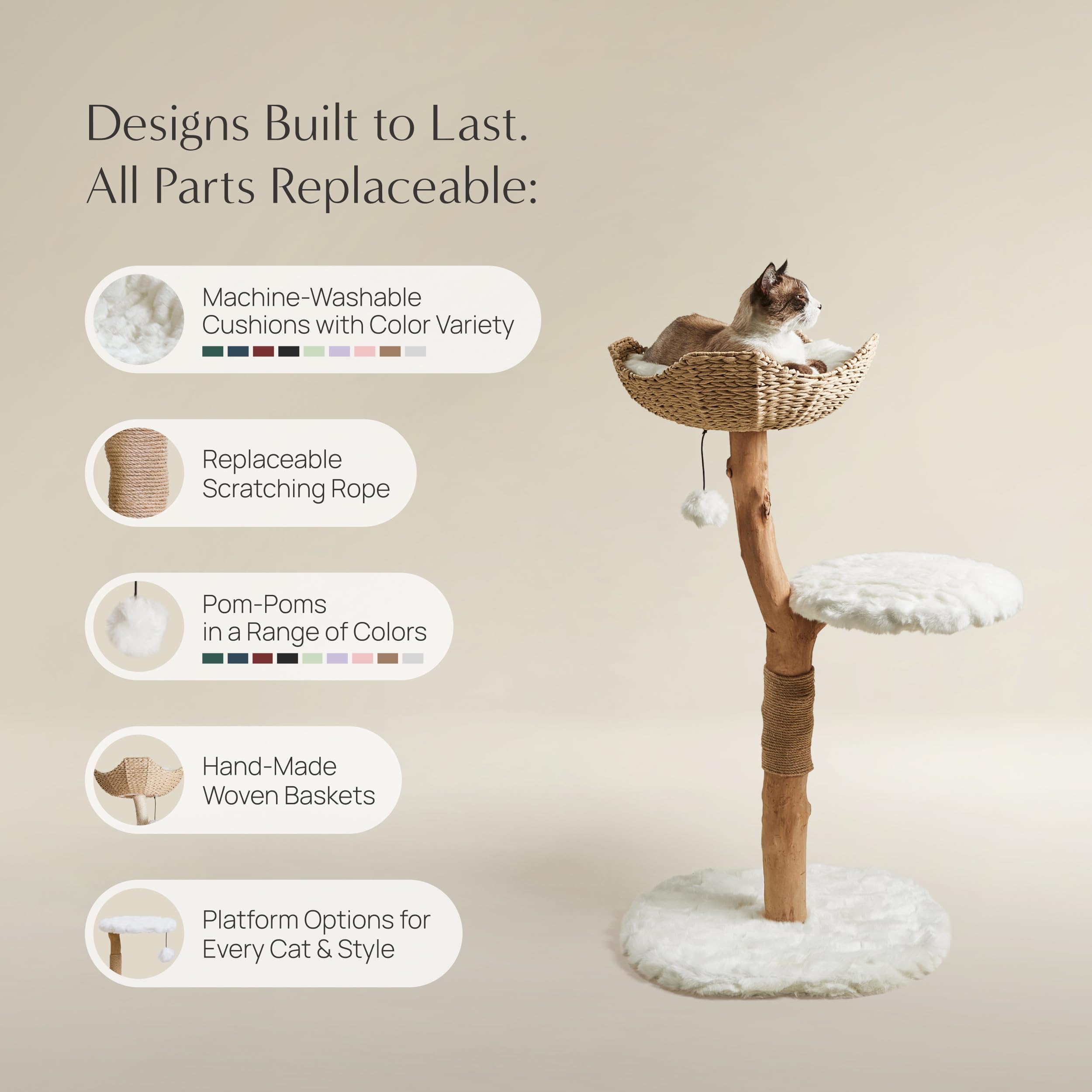 Modern Wooden Cat Tree Tower
