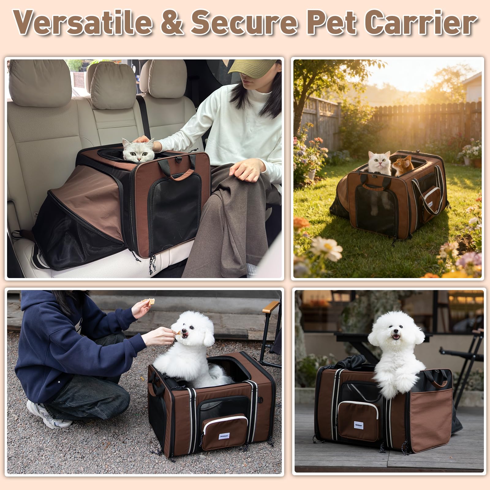Expandable Pet Carrier for Cats and Small Dogs
