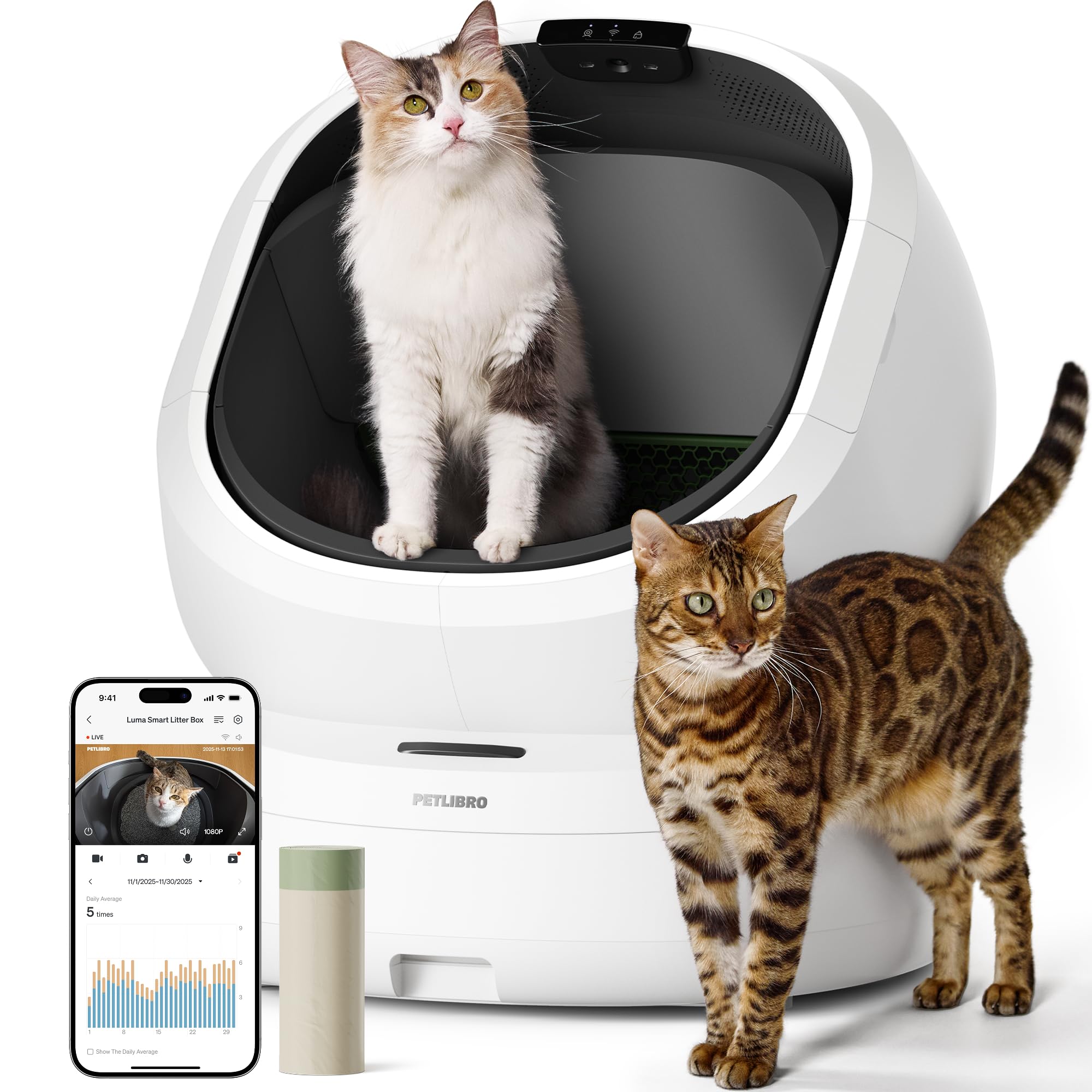 Smart Self-Cleaning Litter Box & RFID Cat Feeder Bundle