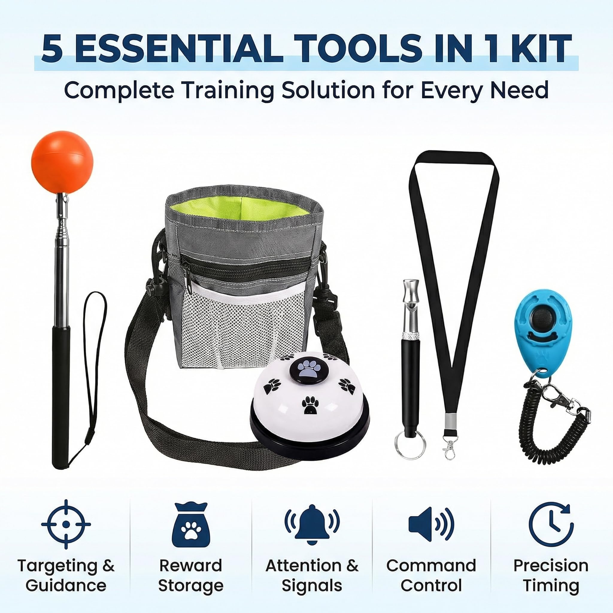 Pet Training Kit with Clicker, Target Stick & Treat Pouch